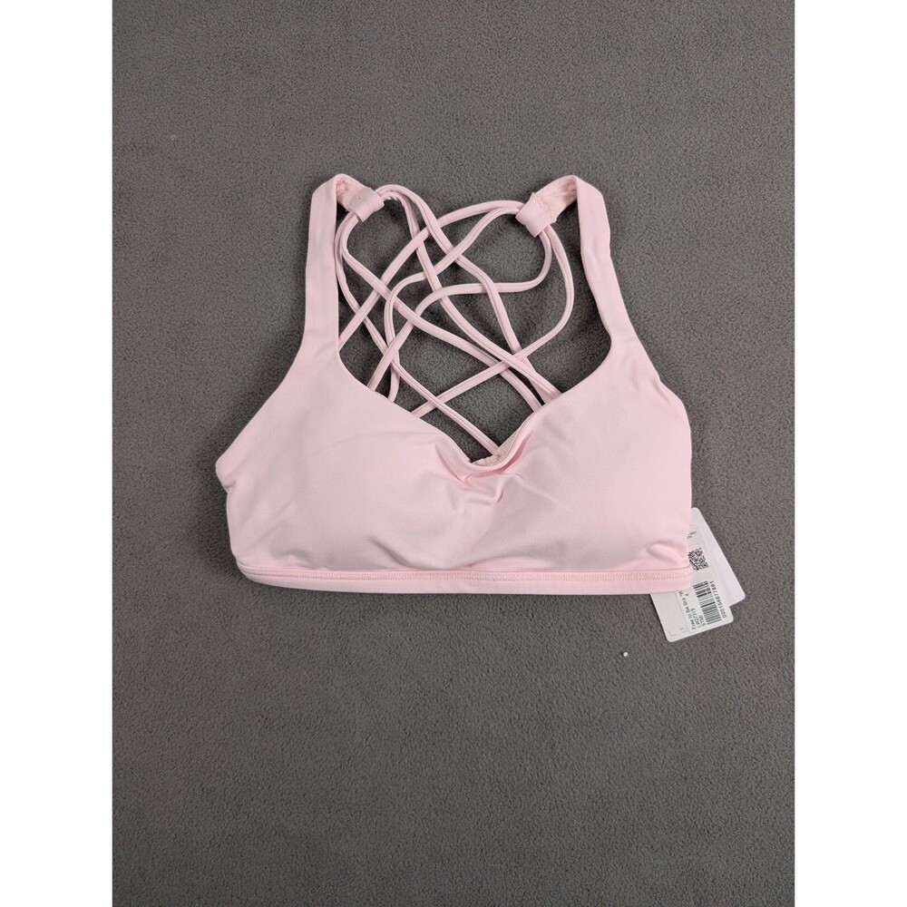 NWT Lululemon Free to Be Bra Wild Size 4 STMI Pink Strappy Sports Bra Strawberry